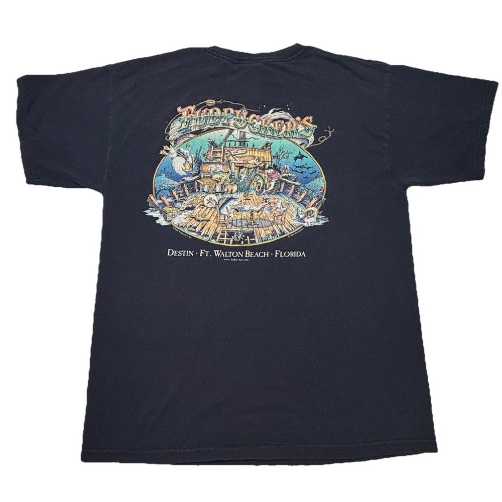 VTG Y2K Fudpucker's Destin Florida Graphic T Shirt Fishing Bar Tee Men's L 2001
